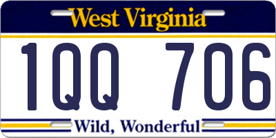 WV license plate 1QQ706