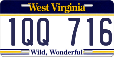 WV license plate 1QQ716