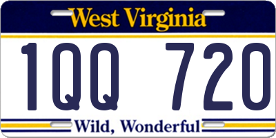 WV license plate 1QQ720