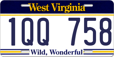 WV license plate 1QQ758