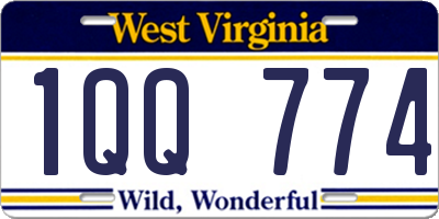 WV license plate 1QQ774