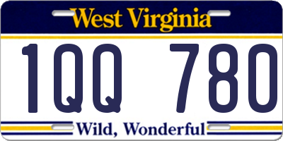 WV license plate 1QQ780