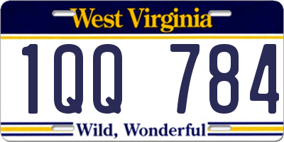 WV license plate 1QQ784