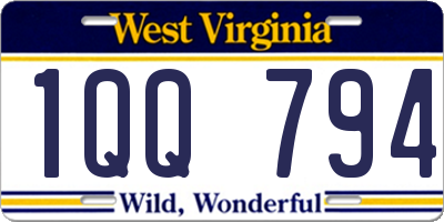 WV license plate 1QQ794