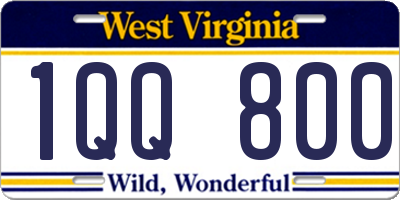 WV license plate 1QQ800