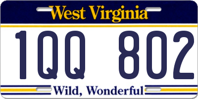 WV license plate 1QQ802