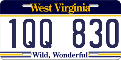 WV license plate 1QQ830