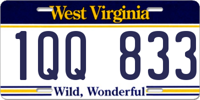 WV license plate 1QQ833