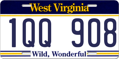 WV license plate 1QQ908