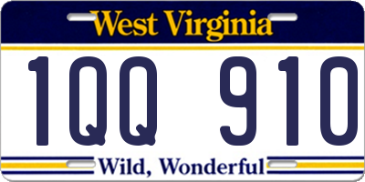 WV license plate 1QQ910