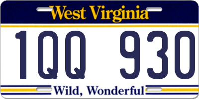 WV license plate 1QQ930