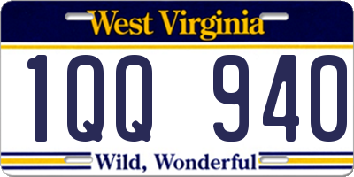 WV license plate 1QQ940