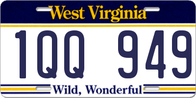 WV license plate 1QQ949