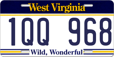 WV license plate 1QQ968