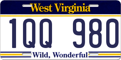 WV license plate 1QQ980