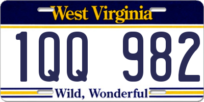WV license plate 1QQ982