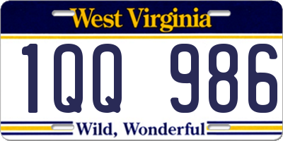 WV license plate 1QQ986