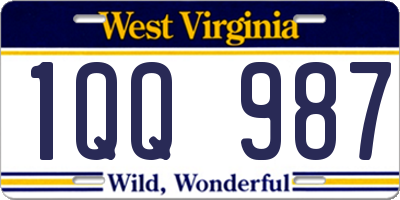 WV license plate 1QQ987