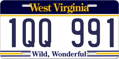 WV license plate 1QQ991