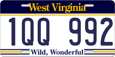 WV license plate 1QQ992