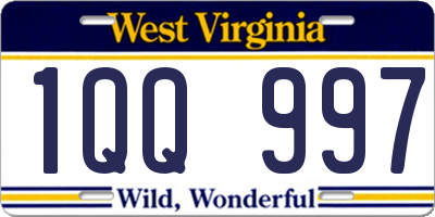 WV license plate 1QQ997