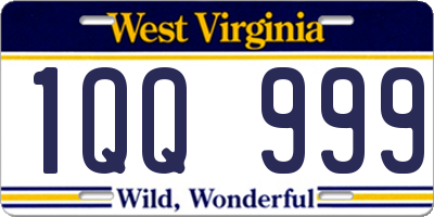 WV license plate 1QQ999
