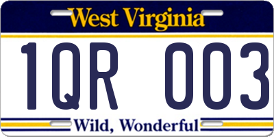 WV license plate 1QR003