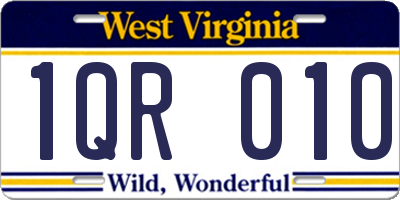 WV license plate 1QR010