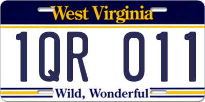 WV license plate 1QR011