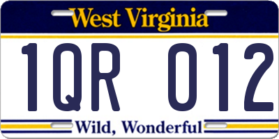 WV license plate 1QR012