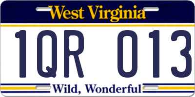 WV license plate 1QR013