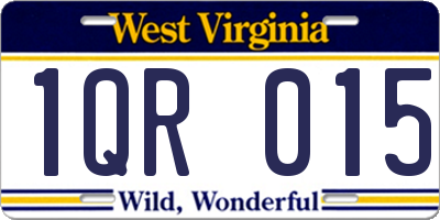 WV license plate 1QR015