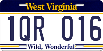 WV license plate 1QR016