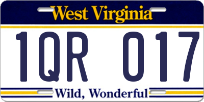 WV license plate 1QR017