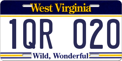 WV license plate 1QR020