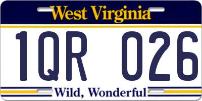 WV license plate 1QR026