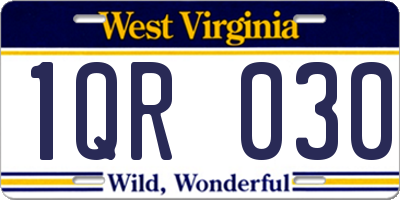 WV license plate 1QR030