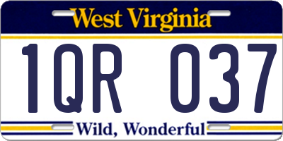 WV license plate 1QR037
