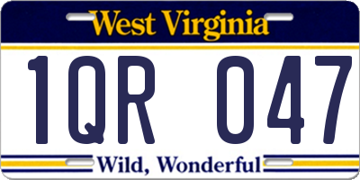 WV license plate 1QR047