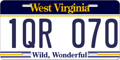 WV license plate 1QR070