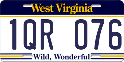 WV license plate 1QR076