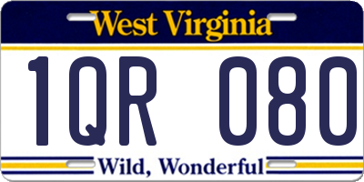 WV license plate 1QR080