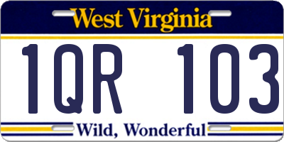 WV license plate 1QR103