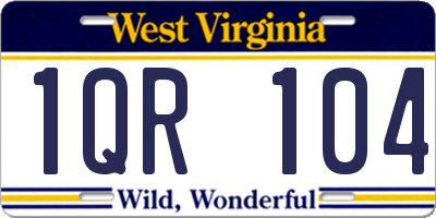 WV license plate 1QR104