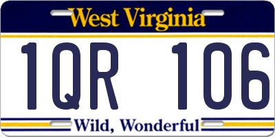 WV license plate 1QR106