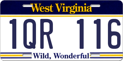 WV license plate 1QR116