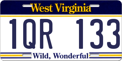 WV license plate 1QR133