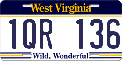 WV license plate 1QR136