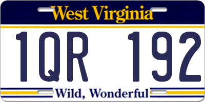 WV license plate 1QR192
