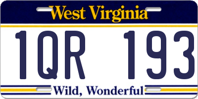 WV license plate 1QR193